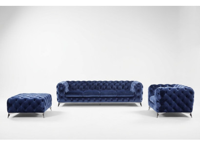 Sofa Chesterfield Bank Bekleding XXL Grote Set Stof 4+1+1 ontwerper