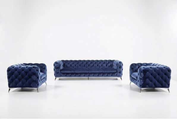Bank Bank Bekleding XXL Grote Set Chesterfield Stof 3+2+2 Designerbanken
