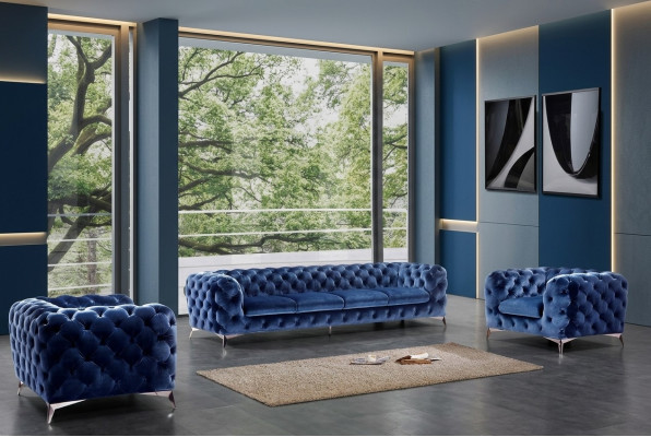Bank Chesterfield Bank Bekleding XXL Big Set Stof 3+3 ontwerpcouches