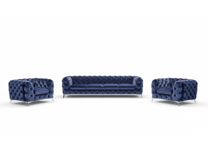 Sofa Chesterfield Bank Bekleding Set Textiel 2+1 Designer Banken Nieuw XXL Groot