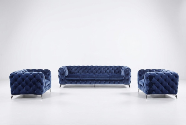 Sofa Chesterfield Bank Bekleding XXL Grote Suite Stof 2+1+1 designer Banken