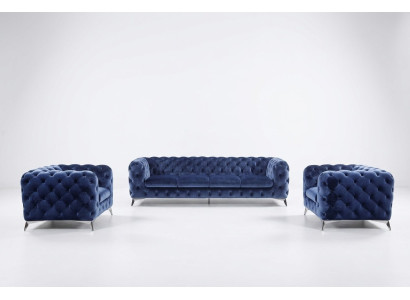 Sofa Chesterfield Bank Bekleding XXL Grote Suite Stof 2+1+1 designer Banken