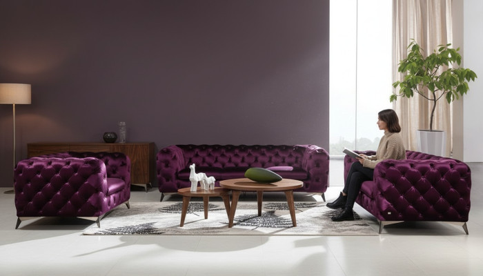 Sofa Chesterfield Bank XXL Grote Garnituur Stof 3+1+1 ontwerp Banken Bekleding