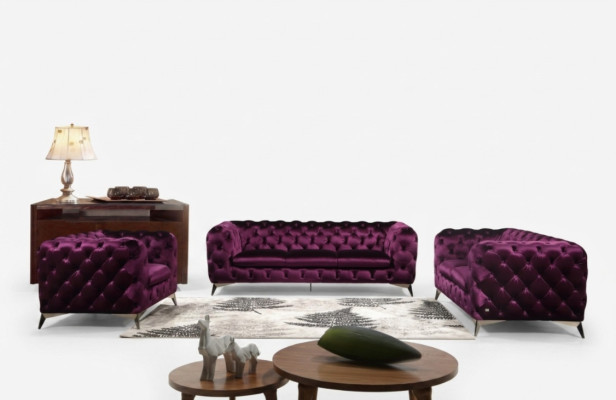 Sofa Chesterfield Bank XXL Grote Garnituur Stof 3+1+1 ontwerp Banken Bekleding