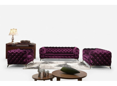 Sofa Chesterfield Bank XXL Grote Garnituur Stof 3+1+1 ontwerp Banken Bekleding