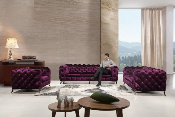 Sofa Chesterfield Bank Bekleding XXL Grote Set Stof 3+2+1 Designer Banken