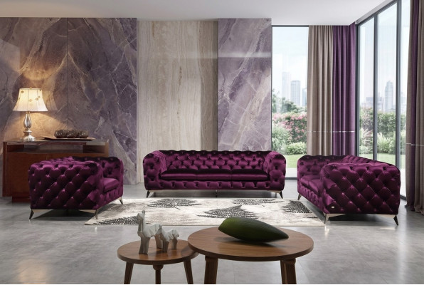 Sofa Chesterfield Bank Bekleding XXL Grote Set Stof 3+2+1 Designer Banken