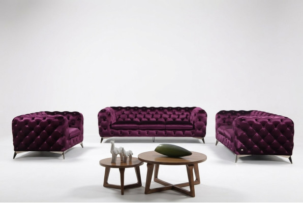 Bank XXL Grote Chesterfield Bankstel Stoffering Set Textiel 3+3 Designer Bankstellen