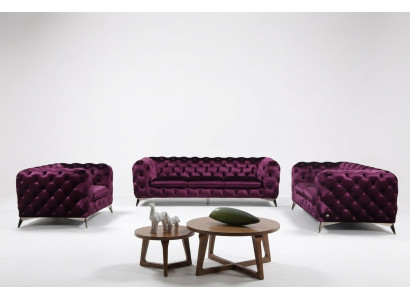 Bank XXL Grote Chesterfield Bankstel Stoffering Set Textiel 3+3 Designer Bankstellen