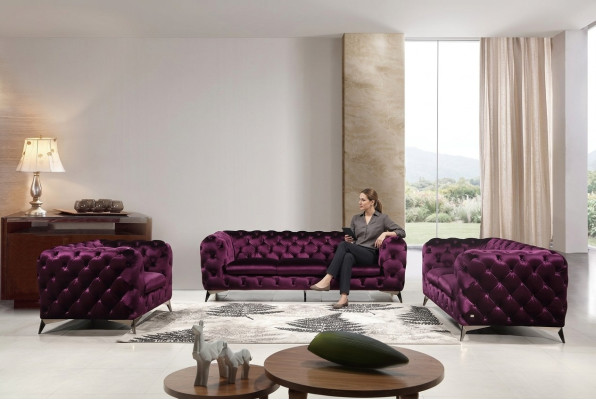 Chesterfield Italiaanse bank 2x eenzitsbank set gestoffeerde set Nieuw 1+1 zitplaats