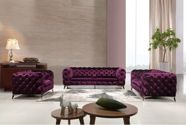 Chesterfield Italiaanse bank 2x eenzitsbank set gestoffeerde set Nieuw 1+1 zitplaats