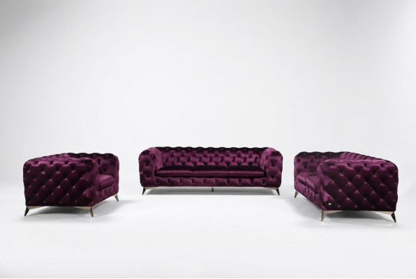 Chesterfield Italiaanse bank 2x eenzitsbank set gestoffeerde set Nieuw 1+1 zitplaats