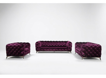 Chesterfield Italiaanse bank 2x eenzitsbank set gestoffeerde set Nieuw 1+1 zitplaats
