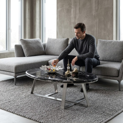 Bank Tafel Rond Tafels Ronde Bank Nieuwe Metaal Glas Bijzettafel Ontwerper