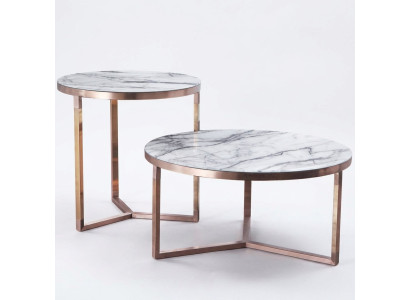 Ontwerper Metalen Bank Glazen Tafel + Bijzettafels Bank Nieuw 2 stuks Set.