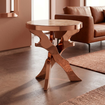 Bank Bijzettafel Rond Tafels Ronde Metaal Glas Designer Woonkamer