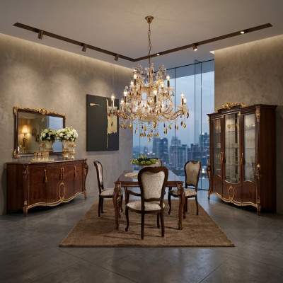 arredoclassic™ Luxe Klasse Meubilair Eetkamer Vitrine Tafel Commode 8-delig.
