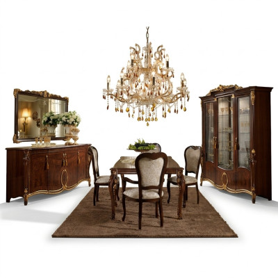 Eettafel 6 stoelen Eetkamertafel Jugendstil luxe meubels koninklijk Nieuw Rococo