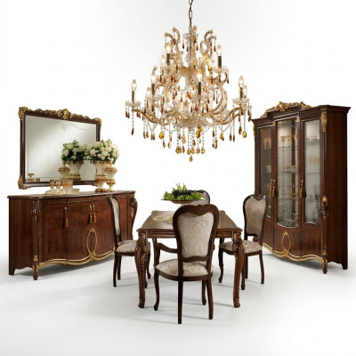 Eettafel + 8 stoelen Eetkamer Tafel Rococo Barok Art Nouveau