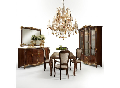 Eettafel + 8 stoelen Eetkamer Tafel Rococo Barok Art Nouveau