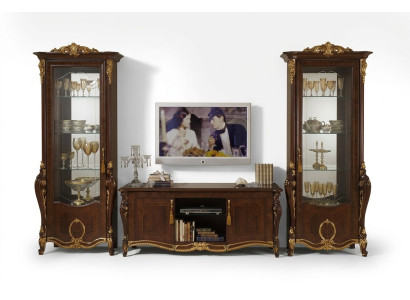 Klassieke woonwand vitrine ladekast kast dressoir barok rococo