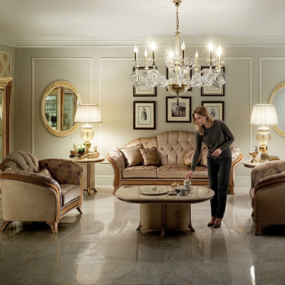 Luxe klasse 2+1+1 Italiaanse meubelbankstel Bank Bank Nieuw arredoclassic™