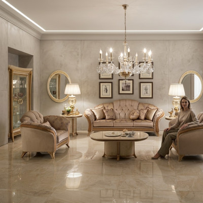 Luxe Klasse 3+1+1 Italiaanse meubelbankstelbankbank Nieuw arredoclassi.