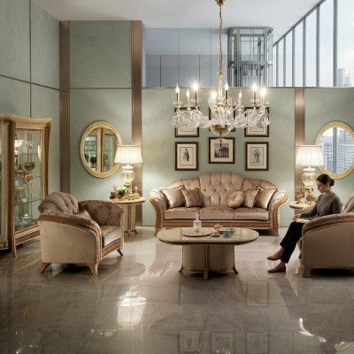 Sofaset Bank Bankstel 3 + 3 Woonkamer Designer Meubels Klassiek Barok