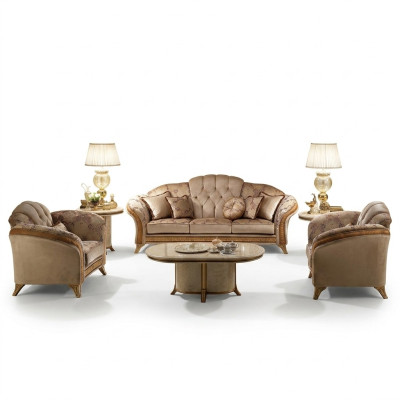 Sofaset Bank Bankstel 3 + 3 Woonkamer Designer Meubels Klassiek Barok