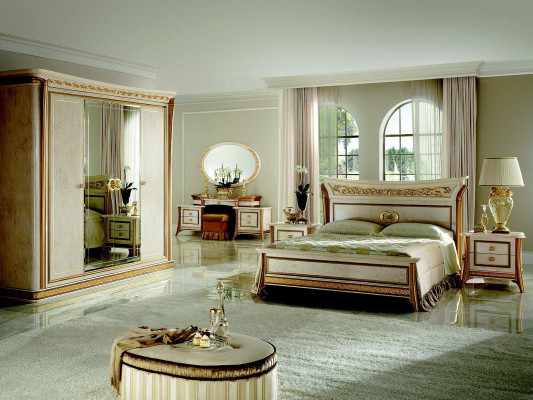 Bed + bedside royal bedroom upholstered bed Rococo designer furniture