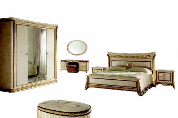 Bed + bedside royal bedroom upholstered bed Rococo designer furniture