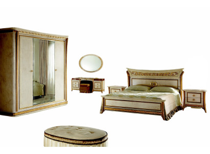 Bed + bedside royal bedroom upholstered bed Rococo designer furniture