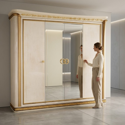Kledingkast 4-deurs antiek Barok Rococo Jugendstil meubels Slaapkamer