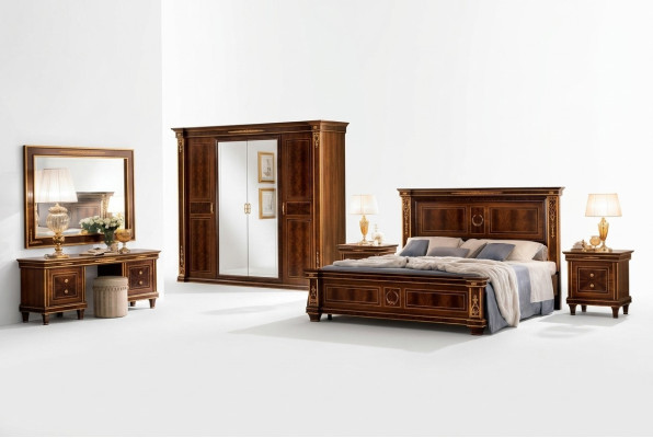 Klassiek ontworpen houten bed Luxe bedden Edel barok rococo huwelijk