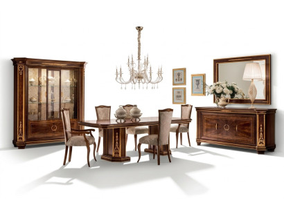 Compleet eetkamer vitrine tafel 6x stoelen dressoir spiegel set suite