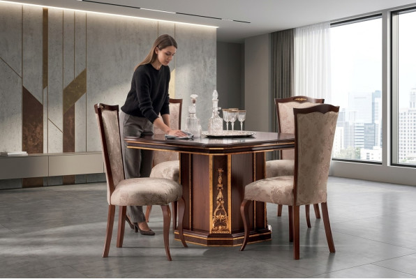 Klassieke ontwerpstuhl Echt hout Stoelen Barok Rococo Antieke Stijl Italië