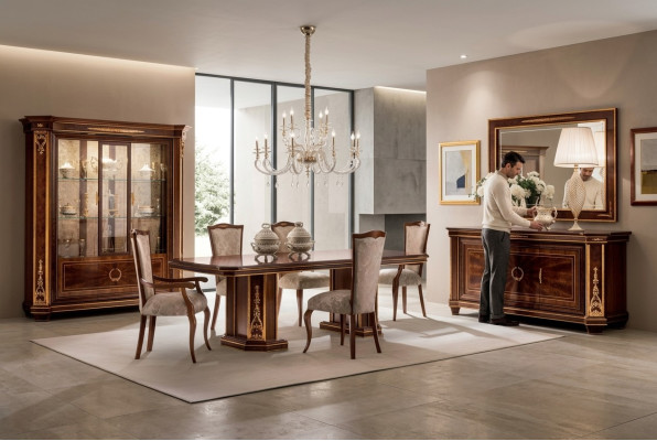 Meubel Tafel + 8x Stoel Sets Eetkamerset Hout Compleet Barok