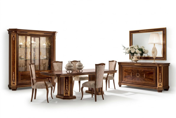 Meubel Tafel + 8x Stoel Sets Eetkamerset Hout Compleet Barok