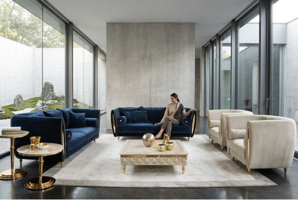 Zitbank Bank Bankstel 3 + 2 + 1 Woonkamer Designer Meubels Klassiek