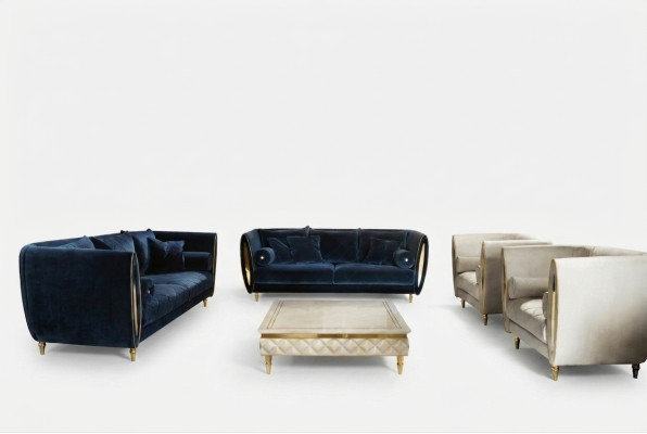 Zitbank Bank Bankstel 3 + 2 + 1 Woonkamer Designer Meubels Klassiek