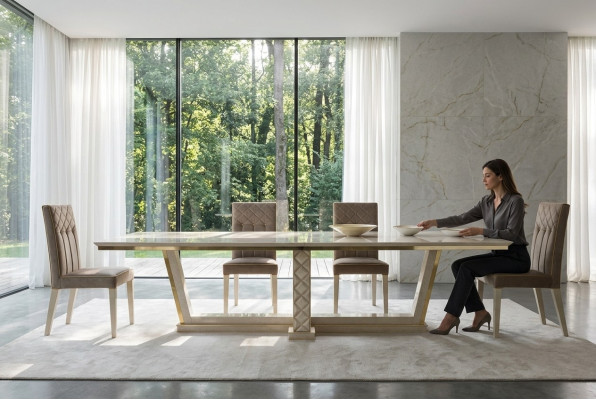 Eetkamer + 6 stoelen + dressoir spiegel 2x vitrine eettafel 11-delige set garnituur