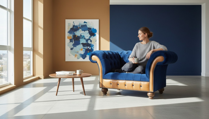 Chesterfield Textiel Gestoffeerde Fauteuil 1-Zits Design Luxe Stofbanken