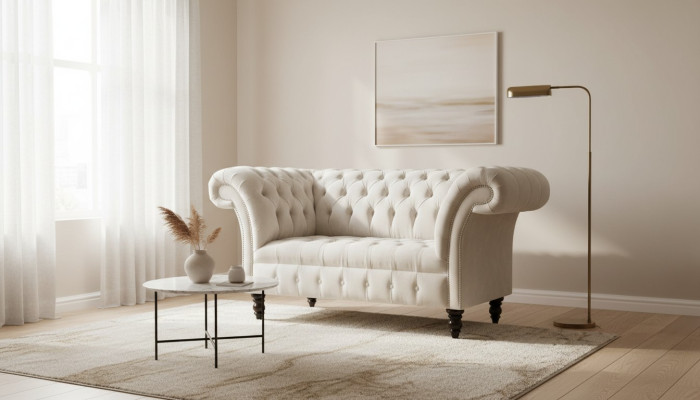 Chesterfield fauteuil televisie bank 1-zits sofa textiele stof banken bekleding #4