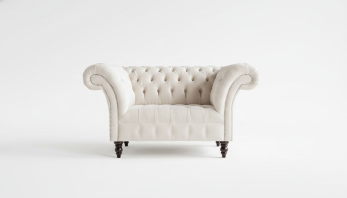 Chesterfield fauteuil televisie bank 1-zits sofa textiele stof banken bekleding #4