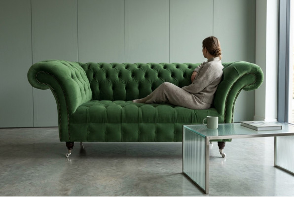 Chesterfield Bank 2-zits gestoffeerde zitting textiel stof lederen banken sofa's sofa