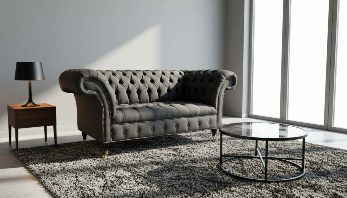 Chesterfield stoffen bank 2-zits luxe bank gestoffeerde banken design stoffen banken