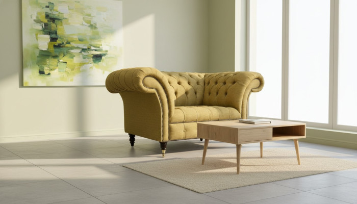 Chesterfield Design Sofa Fauteuil Bankstel Bekleding Luxe Textiel Banken 1 zitter #100