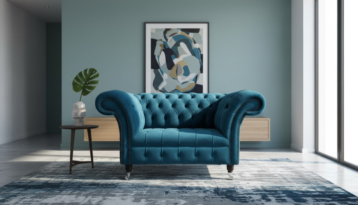 Chesterfield fauteuil tv-bank 1-zits sofa textiel stof banken bekleding 131