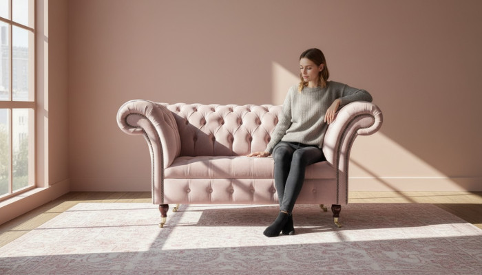 Chesterfield Design Sofa Fauteuil Bankstel Bekleding Luxe Textiel Banken 1-Zits #133