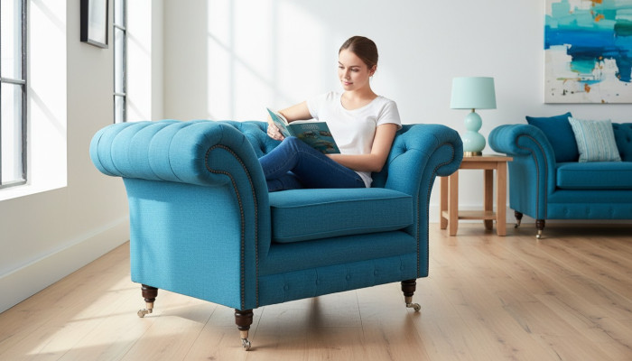 Chesterfield Design Sofa Fauteuil Bank Bekleding Textiel Banken Zitmeubel Oorfauteuil